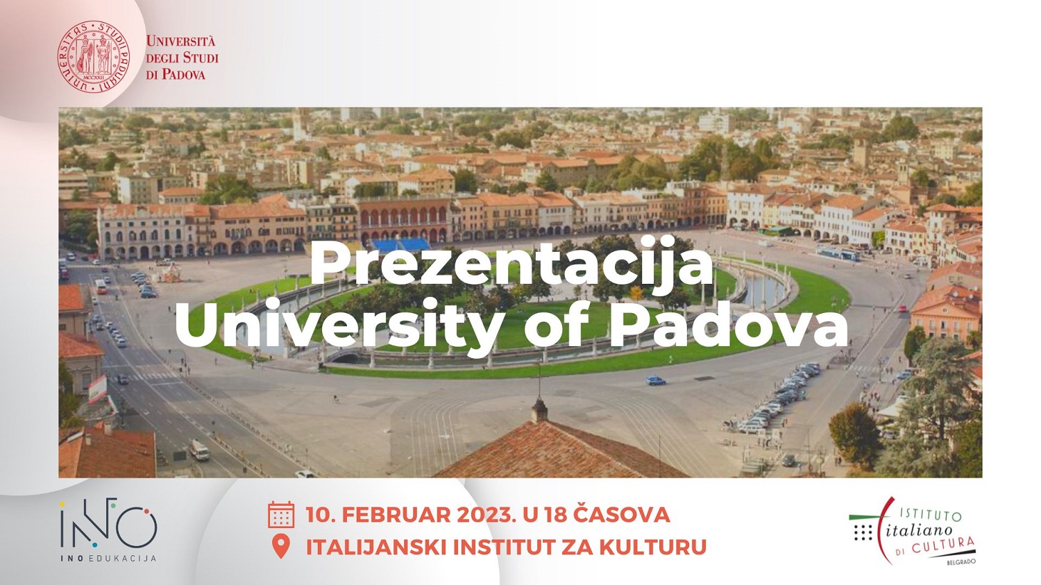 Prezentacija University of Padova – petak, 10. februar u Italijanskom institutu za kulturu u Beogradu